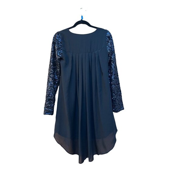 Dress the Population April Sequin Glitter Cocktail Chiffon Shift Dress S Black - Picture 3 of 8